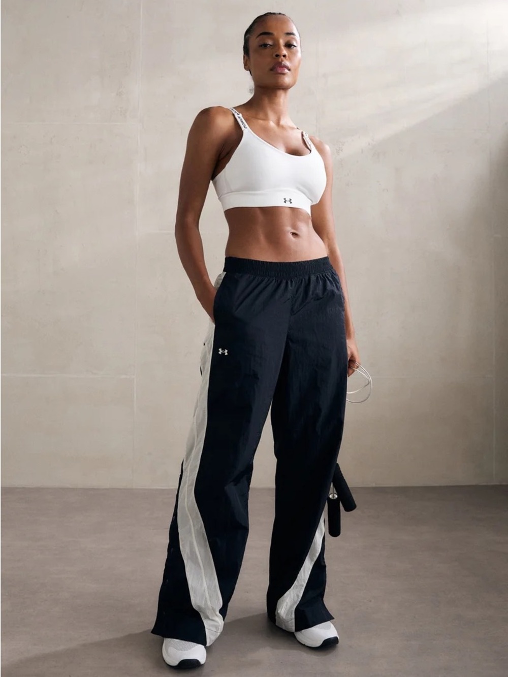 Under Armour Black Track Pants with White Side Stripes NWT